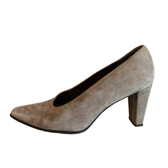 Stuart Weitzman Classic Gray Suede Heels Pumps 8 - Picture 1 of 9